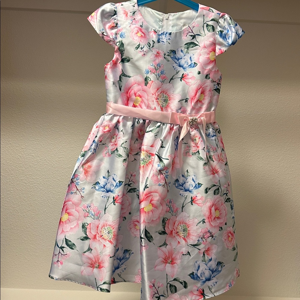 Rare Editions Pink and Blue Floral Dress